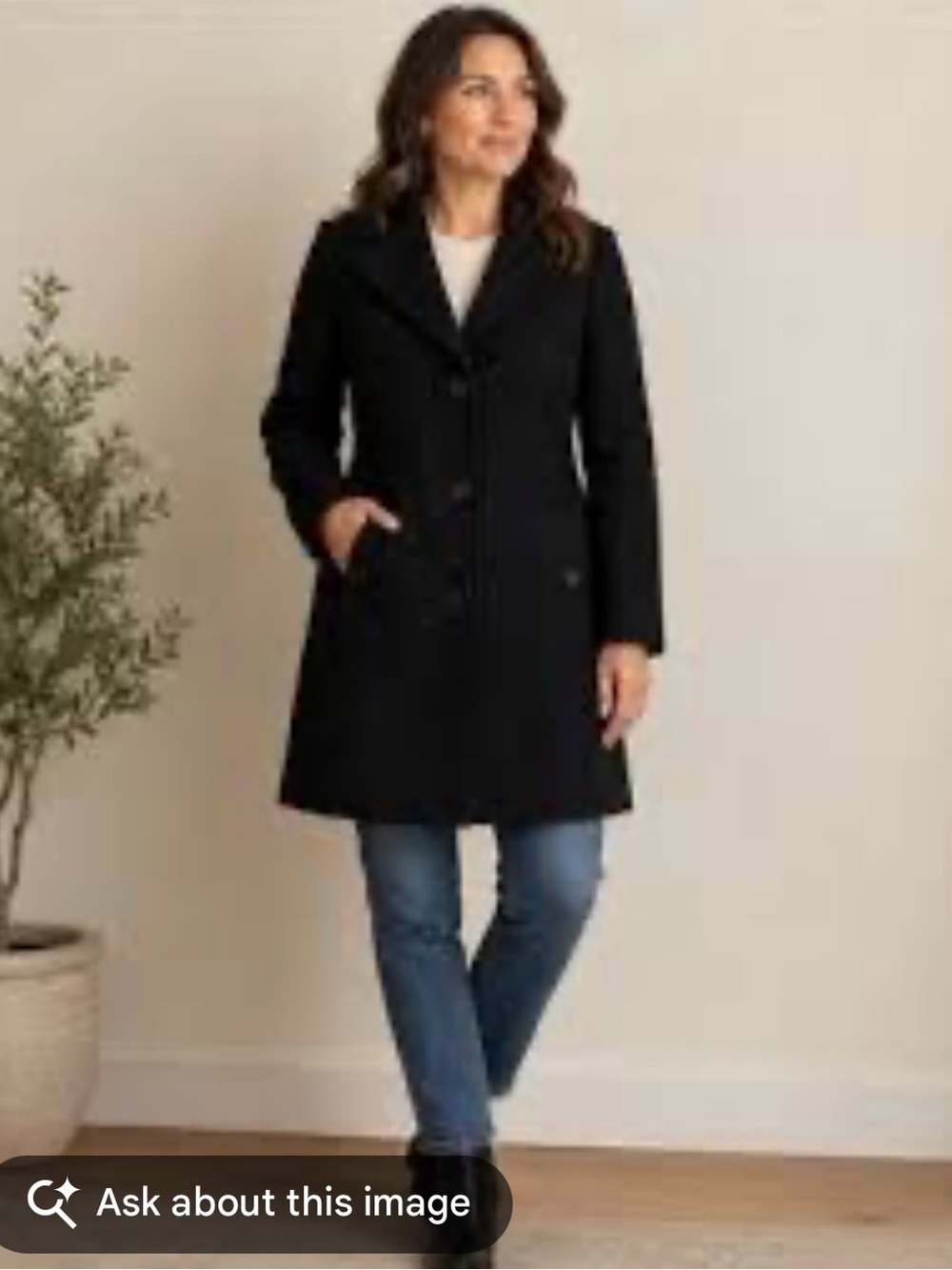 Banana Republic Black Wool-Blend Pea Coat